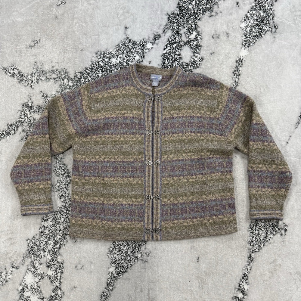Carole Little Sweater Womens XL Wool Cardigan Southwestern Boho Vintage